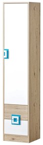 Dulap cu rafturi Niles NI05 (stejar deschis + alb + turcoaz). 1058374