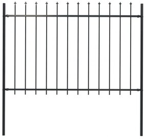 Gard de gradina cu varf sulita, negru, 1,7 x 1,2 m, otel
