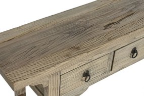 Consolă din lemn masiv cu 4 sertare, stil rustic vintage, „Étable”