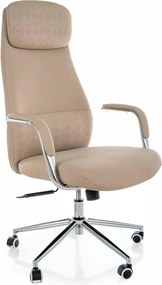 Scaun birou Q-05, bej, piele ecologică, 65x50x117 cm