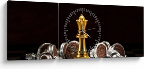 Tablou - Figurine de șah (cu ceas) (90x30 cm)