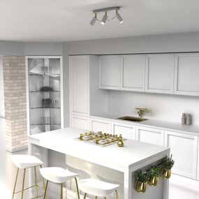 Lustra cu 3 spoturi mini GU10 directionabile design modern PRESTON GOLD alb, auriu