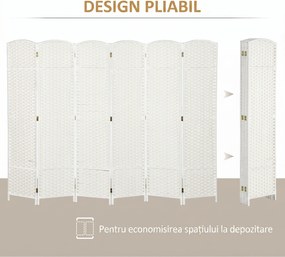 HOMCOM Paravan Decorativ pliabil cu 6 panouri, 240x170 cm, Negru | Aosom Romania
