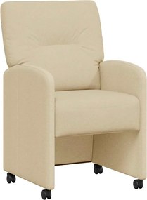 vidaXL Scaune de dining cu roți 2 pcs Crem 57 x 67 x 95 cm țesătură