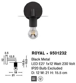 Aplica de perete design decorativ ROYAL negru
