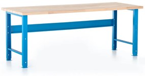 Masa de atelier reglabila in inaltime cu placa frontala 200 x 80 cm, albastru - ral 5012