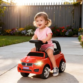 HOMCOM Mașinuță pentru Copii cu Volan, Mașină cu Faruri și Melodii Integrate, Vârstă 18-36 Luni, 63,5x28x36 cm, Roșu | Aosom Romania