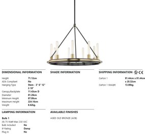 Candelabru design vintage CHAMBERS, cu 9 surse de lumina