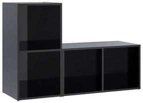Comode TV, 2 buc., negru extralucios, 72x35x36,5 cm, PAL 2, negru foarte lucios, 72 x 35 x 36.5 cm