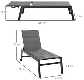 Outsunny Sezlong de Grădină Reclinabil, cu Acoperire Captusită, Confort Superior, Ideal pentru Relaxare | Aosom Romania