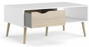 Tvilum Masuta de cafea alba OSLO 75384 cu blat de stejar