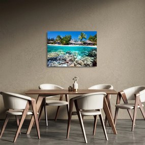 Tablou pe sticlă cu plaja pe insulă tropicală (70x50 cm)