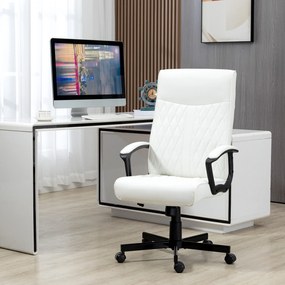 Vinsetto Scaun de Birou cu Spătar Înalt Înălțime Ajustabilă și Funcție de Înclinare 65x65x102-112,5 cm Crem | Aosom Romania