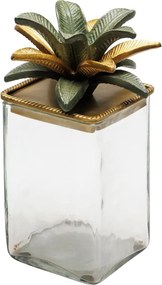 Cutie decorativa, din sticla si alama, H18cm, Palmas