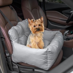 PawHut Scaun de Mașină pentru Câini Mici, Canisă Auto din Bumbac, Detașabilă și Lavabilă, cu Curele de Siguranță, Gri Închis | Aosom Romania