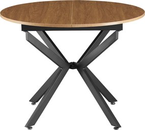 Masă extensibilă de dining, stejar deschis/neagră, 100x100-140x75 cm, ABERO TIP 1