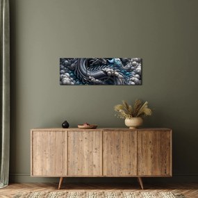 Tablou – Dragon în fum (cu ceas) (90x30 cm)