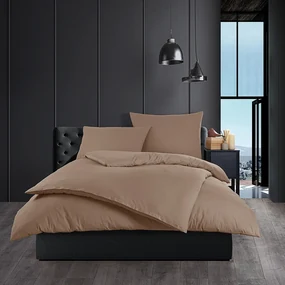 Lenjerie de pat din bumbac Color maro deschis, 140x 200 cm, 70 x 90 cm
