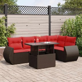 vidaXL Set canapele de grădină cu perne, 6 piese, maro, poliratan