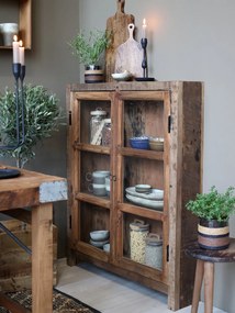 Dulap cu vitrină din lemn reciclat, 2 uși, H105/L85/W18 cm, Grimaud
