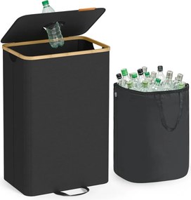 Coș pentru sortarea sticlelor și dozelor ECOVIA, 100l, negru/bej SongmicsHome