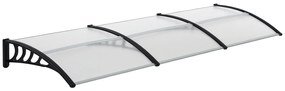 Outsunny Acoperiș din Policarbonat și Aluminiu pentru Balcoane, Ferestre și Uși, Pensilină Exterioară cu Suport din PP, 303x96x27 cm, Transparent