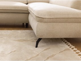 Colțar bej cu tapițerie din chenille (cu colț pe partea dreaptă/în formă de ”L”) Marbeya – Ropez