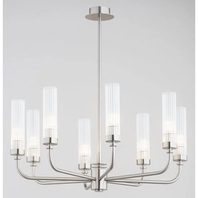 Candelabru 8 brate, otel nickel, sticla canelata PRESTON 5084