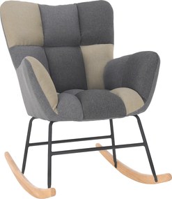 Scaun balansoar design, patchwork/gri/bej, KEMARO