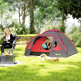 Outsunny Cort de camping pentru 2 persoane, ușor, stabil, rezistent la apă, UV 50+ cu verandă, ușă, ferestre, podea Gri | Aosom Romania