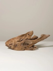 Decoratiune sculptata manual din lemn de tec, H21 cm, "Antique Shore"