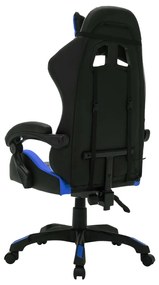 Scaun de jocuri cu LED RGB, albastru si negru, piele ecologica Albastru si negru, Fara suport de picioare, 1