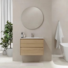 Dulap de baie cu lavoar MOLDE, 80 cm, stejar