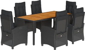 vidaXL Set mobilier de grădină cu perne, 7 piese, negru, poliratan