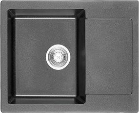 Chiuveta compozit Inter Ceramic finisaj granit gri 62x50 cm cu picurator