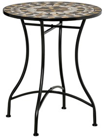 Outsunny Masa rotunda stil bistro de 60cm, cu mozaic, pentru gradina, veranda exterior, balcon, Gri