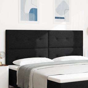 vidaXL Tăblie cu LED cu lumini cu bandă LED Negru 200 cm țesătură