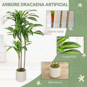 HOMCOM Arbore artificial Dracaena 120 cm cu ramuri flexibile - Verde | Aosom Romania