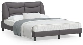 3213923 vidaXL Cadru de pat cu lumini LED, gri, 120x200 cm, piele ecologică