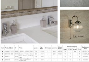 Aplica de perete pentru baie IP44 Belvue 3259AB SRT