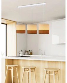 Lustră pe cablu BIANCO 3xE27/40W/230V alb/maro