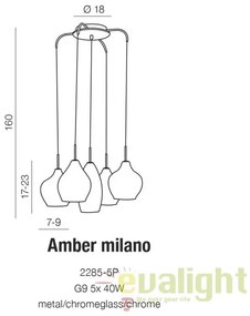 Lustra moderna AMBER MILANO 5 crom