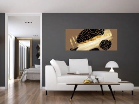 Tablou - Abstracție maro auriu N⁰3 (120x50 cm)