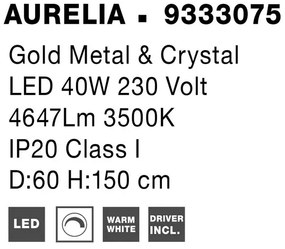 Lustra LED suspendata cristal design elegant AURELIA 40W