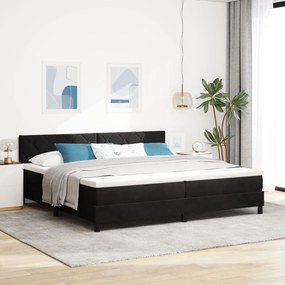 vidaXL Pat box spring cu saltea, negru, 200x200 cm, catifea