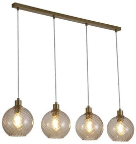 Lustra cu 4 pendule metal auriu, sticla champanie Radiance