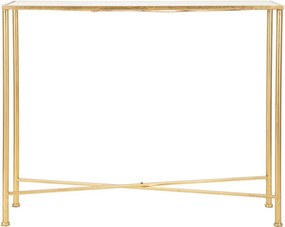 Masă consolă albă-aurie cu blat din sticlă 35x100 cm Butterflies – Mauro Ferretti