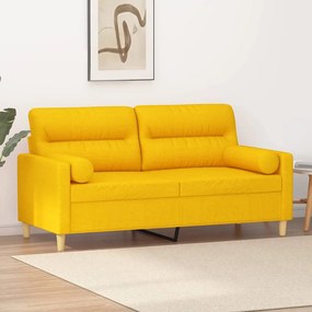 3152988 vidaXL Canapea 2 locuri cu perne&pernuțe galben deschis 140 cm textil