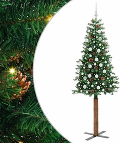 vidaXL Brad de Crăciun subțire Verde 210 cm PVC și lemn de PIN masiv