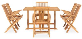 3059994 vidaXL Set mobilier de exterior pliabil, 7 piese, lemn masiv de tec